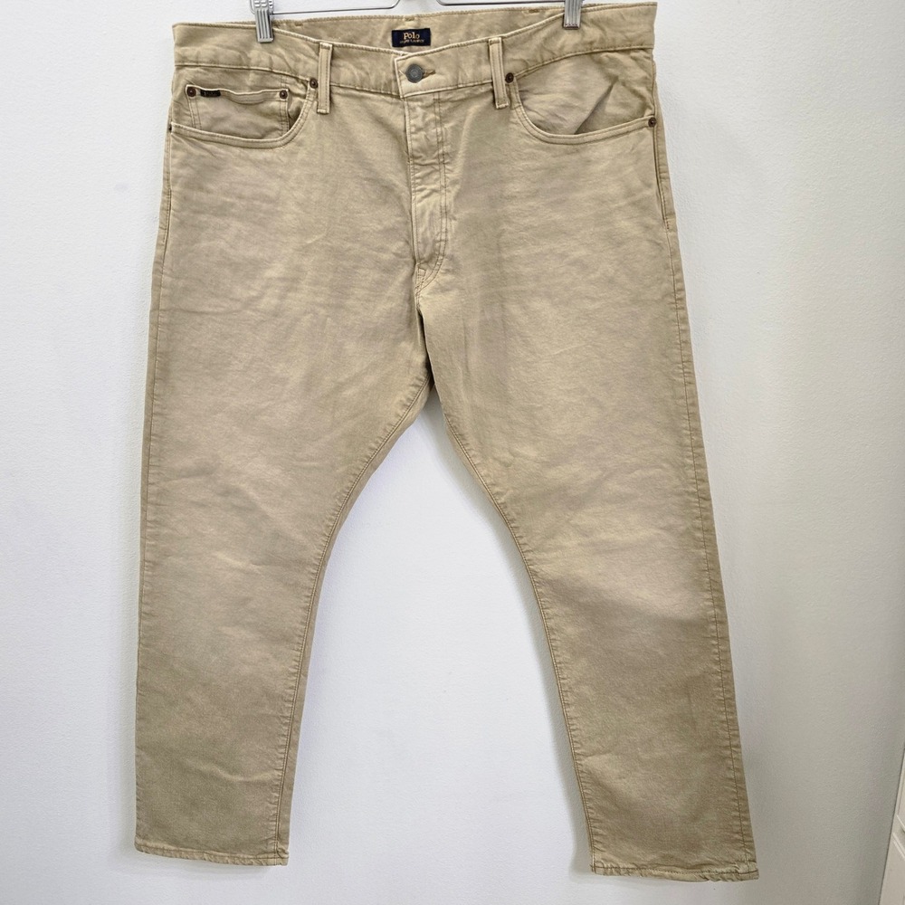 Polo Ralph Lauren Varick Slim Straight Tan Khaki Denim Pants Mens 40x32